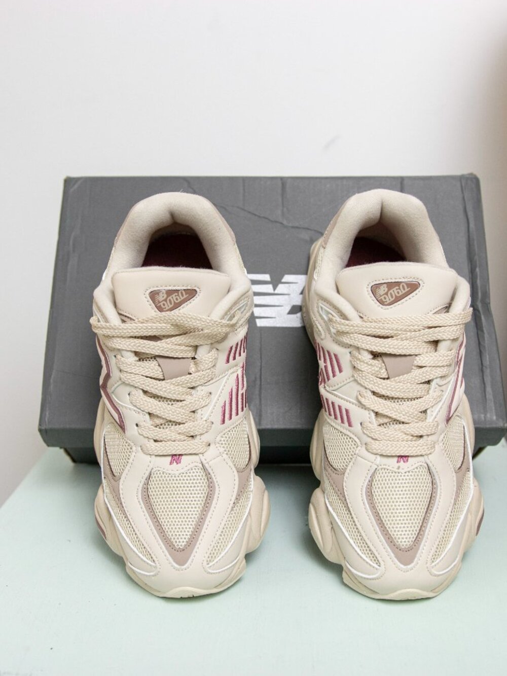 New Balance 9060 Beige Pink Sneakers Womens Size 6.5 B Chunky Lifestyle Shoes U9 - Picture 3 of 8